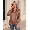 image:imageZeagoo Womens Satin Shirt Silk Button Down Blouses Long Sleeve Loose Tops  Business Casual TopsCollared BlousesLightweight TopsGoing Out TopLadies Elegant BlouseDressy Party TopsFall FashionToffee