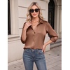 image:imageZeagoo Womens Satin Shirt Silk Button Down Blouses Long Sleeve Loose Tops  Business Casual TopsCollared BlousesLightweight TopsGoing Out TopLadies Elegant BlouseDressy Party TopsFall FashionToffee