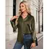 image:imageZeagoo Womens Satin Shirt Silk Button Down Blouses Long Sleeve Loose Tops  Business Casual TopsCollared BlousesLightweight TopsGoing Out TopLadies Elegant BlouseDressy Party TopsFall FashionOlive Green