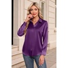 image:imageZeagoo Womens Satin Shirt Silk Button Down Blouses Long Sleeve Loose Tops  Business Casual TopsCollared BlousesLightweight TopsGoing Out TopLadies Elegant BlouseDressy Party TopsFall FashionPurple