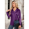 image:imageZeagoo Womens Satin Shirt Silk Button Down Blouses Long Sleeve Loose Tops  Business Casual TopsCollared BlousesLightweight TopsGoing Out TopLadies Elegant BlouseDressy Party TopsFall FashionPurple