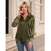 image:imageZeagoo Womens Satin Shirt Silk Button Down Blouses Long Sleeve Loose Tops  Business Casual TopsCollared BlousesLightweight TopsGoing Out TopLadies Elegant BlouseDressy Party TopsFall FashionOlive Green