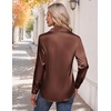 image:imageZeagoo Womens Satin Shirt Silk Button Down Blouses Long Sleeve Loose Tops  Business Casual TopsCollared BlousesLightweight TopsGoing Out TopLadies Elegant BlouseDressy Party TopsFall FashionAchocolate Brown