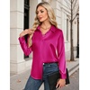 image:imageZeagoo Womens Satin Shirt Silk Button Down Blouses Long Sleeve Loose Tops  Business Casual TopsCollared BlousesLightweight TopsGoing Out TopLadies Elegant BlouseDressy Party TopsFall FashionHot Pink