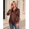 image:imageZeagoo Womens Satin Shirt Silk Button Down Blouses Long Sleeve Loose Tops  Business Casual TopsCollared BlousesLightweight TopsGoing Out TopLadies Elegant BlouseDressy Party TopsFall FashionAchocolate Brown