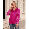 image:imageZeagoo Womens Satin Shirt Silk Button Down Blouses Long Sleeve Loose Tops  Business Casual TopsCollared BlousesLightweight TopsGoing Out TopLadies Elegant BlouseDressy Party TopsFall FashionHot Pink
