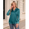 image:imageZeagoo Womens Satin Shirt Silk Button Down Blouses Long Sleeve Loose Tops  Business Casual TopsCollared BlousesLightweight TopsGoing Out TopLadies Elegant BlouseDressy Party TopsFall FashionTeal Blue