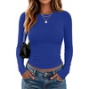 image:imageZeagoo Women Long Sleeve Shirts Slim Fit Going Out Tops Crewneck Basic Tee  Stretchy Fitted Tops for Casual Versatile TShirt Soft Layering Shirts Perfect for Summer and Fall OutfitsRoyal Blue