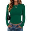 image:imageZeagoo Women Long Sleeve Shirts Slim Fit Going Out Tops Crewneck Basic Tee  Stretchy Fitted Tops for Casual Versatile TShirt Soft Layering Shirts Perfect for Summer and Fall OutfitsGreen