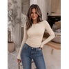 image:imageZeagoo Women Long Sleeve Shirts Slim Fit Going Out Tops Crewneck Basic Tee  Stretchy Fitted Tops for Casual Versatile TShirt Soft Layering Shirts Perfect for Summer and Fall OutfitsBeige