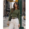 image:imageZeagoo Women Long Sleeve Shirts Slim Fit Going Out Tops Crewneck Basic Tee  Stretchy Fitted Tops for Casual Versatile TShirt Soft Layering Shirts Perfect for Summer and Fall OutfitsArmy Green
