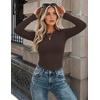 image:imageZeagoo Women Long Sleeve Shirts Slim Fit Going Out Tops Crewneck Basic Tee  Stretchy Fitted Tops for Casual Versatile TShirt Soft Layering Shirts Perfect for Summer and Fall OutfitsBrown
