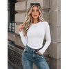 image:imageZeagoo Women Long Sleeve Shirts Slim Fit Going Out Tops Crewneck Basic Tee  Stretchy Fitted Tops for Casual Versatile TShirt Soft Layering Shirts Perfect for Summer and Fall OutfitsWhite
