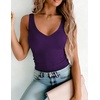 image:imageZeagoo Womens Double Lined V Neck Tank Tops Summer Slim Fit Outfits  Casual Basic Layering Tank Tops Sleeveless Tops For Women Cute Going Out Tops Womens Summer Tops Women Fall ClothesDark Purple