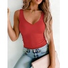 image:imageZeagoo Womens Double Lined V Neck Tank Tops Summer Slim Fit Outfits  Casual Basic Layering Tank Tops Sleeveless Tops For Women Cute Going Out Tops Womens Summer Tops Women Fall ClothesRed