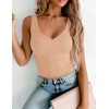 image:imageZeagoo Womens Double Lined V Neck Tank Tops Summer Slim Fit Outfits  Casual Basic Layering Tank Tops Sleeveless Tops For Women Cute Going Out Tops Womens Summer Tops Women Fall ClothesTan
