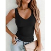 image:imageZeagoo Womens Double Lined V Neck Tank Tops Summer Slim Fit Outfits  Casual Basic Layering Tank Tops Sleeveless Tops For Women Cute Going Out Tops Womens Summer Tops Women Fall ClothesBlack