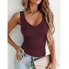 image:imageZeagoo Womens Double Lined V Neck Tank Tops Summer Slim Fit Outfits  Casual Basic Layering Tank Tops Sleeveless Tops For Women Cute Going Out Tops Womens Summer Tops Women Fall ClothesWine Red