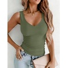 image:imageZeagoo Womens Double Lined V Neck Tank Tops Summer Slim Fit Outfits  Casual Basic Layering Tank Tops Sleeveless Tops For Women Cute Going Out Tops Womens Summer Tops Women Fall ClothesArmy Green