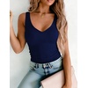 image:imageZeagoo Womens Double Lined V Neck Tank Tops Summer Slim Fit Outfits  Casual Basic Layering Tank Tops Sleeveless Tops For Women Cute Going Out Tops Womens Summer Tops Women Fall ClothesNavy Blue