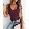 image:imageZeagoo Womens Double Lined V Neck Tank Tops Summer Slim Fit Outfits  Casual Basic Layering Tank Tops Sleeveless Tops For Women Cute Going Out Tops Womens Summer Tops Women Fall ClothesWine Red