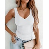 image:imageZeagoo Womens Double Lined V Neck Tank Tops Summer Slim Fit Outfits  Casual Basic Layering Tank Tops Sleeveless Tops For Women Cute Going Out Tops Womens Summer Tops Women Fall ClothesWhite