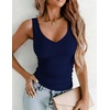 image:imageZeagoo Womens Double Lined V Neck Tank Tops Summer Slim Fit Outfits  Casual Basic Layering Tank Tops Sleeveless Tops For Women Cute Going Out Tops Womens Summer Tops Women Fall ClothesNavy Blue