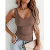 image:imageZeagoo Womens Double Lined V Neck Tank Tops Summer Slim Fit Outfits  Casual Basic Layering Tank Tops Sleeveless Tops For Women Cute Going Out Tops Womens Summer Tops Women Fall ClothesBrown