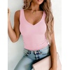 image:imageZeagoo Womens Double Lined V Neck Tank Tops Summer Slim Fit Outfits  Casual Basic Layering Tank Tops Sleeveless Tops For Women Cute Going Out Tops Womens Summer Tops Women Fall ClothesPink