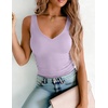 image:imageZeagoo Womens Double Lined V Neck Tank Tops Summer Slim Fit Outfits  Casual Basic Layering Tank Tops Sleeveless Tops For Women Cute Going Out Tops Womens Summer Tops Women Fall ClothesLight Purple