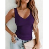 image:imageZeagoo Womens Double Lined V Neck Tank Tops Summer Slim Fit Outfits  Casual Basic Layering Tank Tops Sleeveless Tops For Women Cute Going Out Tops Womens Summer Tops Women Fall ClothesDark Purple