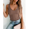 image:imageZeagoo Womens Double Lined V Neck Tank Tops Summer Slim Fit Outfits  Casual Basic Layering Tank Tops Sleeveless Tops For Women Cute Going Out Tops Womens Summer Tops Women Fall ClothesBrown