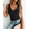 image:imageZeagoo Womens Double Lined V Neck Tank Tops Summer Slim Fit Outfits  Casual Basic Layering Tank Tops Sleeveless Tops For Women Cute Going Out Tops Womens Summer Tops Women Fall ClothesBlack