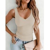 image:imageZeagoo Womens Double Lined V Neck Tank Tops Summer Slim Fit Outfits  Casual Basic Layering Tank Tops Sleeveless Tops For Women Cute Going Out Tops Womens Summer Tops Women Fall ClothesAlmond
