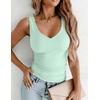 image:imageZeagoo Womens Double Lined V Neck Tank Tops Summer Slim Fit Outfits  Casual Basic Layering Tank Tops Sleeveless Tops For Women Cute Going Out Tops Womens Summer Tops Women Fall ClothesMint Green