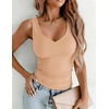 image:imageZeagoo Womens Double Lined V Neck Tank Tops Summer Slim Fit Outfits  Casual Basic Layering Tank Tops Sleeveless Tops For Women Cute Going Out Tops Womens Summer Tops Women Fall ClothesTan
