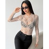 image:imageZeagoo Womens Mesh Long Sleeve Tops Mock Neck Going Out See Through Shirts  Sexy Sheer Blouses Layering Tops Clubwear Outfits 2026 Fall Clothes Country Concert Tops UndershirtLace Champagne