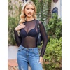 image:imageZeagoo Womens Mesh Long Sleeve Tops Mock Neck Going Out See Through Shirts  Sexy Sheer Blouses Layering Tops Clubwear Outfits 2026 Fall Clothes Country Concert Tops UndershirtAblack
