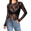 image:imageZeagoo Womens Mesh Long Sleeve Tops Mock Neck Going Out See Through Shirts  Sexy Sheer Blouses Layering Tops Clubwear Outfits 2026 Fall Clothes Country Concert Tops UndershirtLace Black