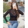 image:imageZeagoo Womens Mesh Long Sleeve Tops Mock Neck Going Out See Through Shirts  Sexy Sheer Blouses Layering Tops Clubwear Outfits 2026 Fall Clothes Country Concert Tops UndershirtBlack Polka Dot
