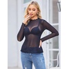 image:imageZeagoo Womens Mesh Long Sleeve Tops Mock Neck Going Out See Through Shirts  Sexy Sheer Blouses Layering Tops Clubwear Outfits 2026 Fall Clothes Country Concert Tops UndershirtAblack