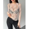 image:imageZeagoo Womens Mesh Long Sleeve Tops Mock Neck Going Out See Through Shirts  Sexy Sheer Blouses Layering Tops Clubwear Outfits 2026 Fall Clothes Country Concert Tops UndershirtLace Champagne