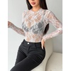 image:imageZeagoo Womens Mesh Long Sleeve Tops Mock Neck Going Out See Through Shirts  Sexy Sheer Blouses Layering Tops Clubwear Outfits 2026 Fall Clothes Country Concert Tops UndershirtLace White
