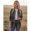 image:imageZeagoo Womens Plaid Flannel Shirt Long Sleeve Top Casual Button Down Blouse  Flannel Plaid ShirtCotton FabricLoose Fit BlouseBusiness Casual Outfits2026 Fashion Fall Western Shacket JacketGreen Black