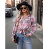 image:imageZeagoo Womens Plaid Flannel Shirt Long Sleeve Top Casual Button Down Blouse  Flannel Plaid ShirtCotton FabricLoose Fit BlouseBusiness Casual Outfits2026 Fashion Fall Western Shacket JacketPink White