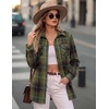 image:imageZeagoo Womens Plaid Flannel Shirt Long Sleeve Top Casual Button Down Blouse  Flannel Plaid ShirtCotton FabricLoose Fit BlouseBusiness Casual Outfits2026 Fashion Fall Western Shacket JacketGreen Black