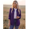 image:imageZeagoo Womens Plaid Flannel Shirt Long Sleeve Top Casual Button Down Blouse  Flannel Plaid ShirtCotton FabricLoose Fit BlouseBusiness Casual Outfits2026 Fashion Fall Western Shacket JacketPurple Black