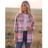 image:imageZeagoo Womens Plaid Flannel Shirt Long Sleeve Top Casual Button Down Blouse  Flannel Plaid ShirtCotton FabricLoose Fit BlouseBusiness Casual Outfits2026 Fashion Fall Western Shacket JacketPink White
