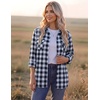 image:imageZeagoo Womens Plaid Flannel Shirt Long Sleeve Top Casual Button Down Blouse  Flannel Plaid ShirtCotton FabricLoose Fit BlouseBusiness Casual Outfits2026 Fashion Fall Western Shacket JacketDark Blue