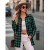 image:imageZeagoo Womens Plaid Flannel Shirt Long Sleeve Top Casual Button Down Blouse  Flannel Plaid ShirtCotton FabricLoose Fit BlouseBusiness Casual Outfits2026 Fashion Fall Western Shacket Jacket1green